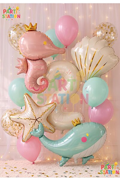 Parti Station Mermaid Concept Balloon Set 2 Years Old - 15 Piece Extra Large ...