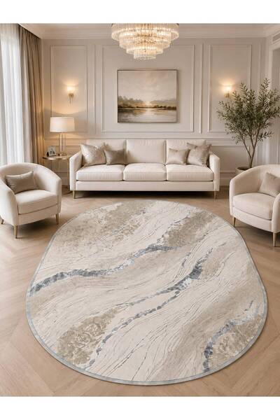YTR HOME Dijital Baskı Yıkanabilir Kaymaz Taban Dekoratif Salon Mutfak Halısı...