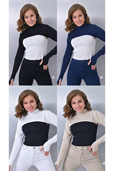 ALDAIYR 4 Pcs Fingered Hijab Neck Collar |   Yakali Long Sleeve Sleeved Body ...