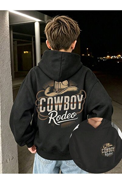 SVART WEAR Children's Cowboy Rodeo Printed Hoodie Hooded Sweatshirt Combed Co...