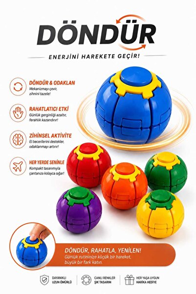 Mas'dala EGAR Çevirmeli Stres Topu Stres Oyuncağı Spinner Ball Döner Stres Kü...