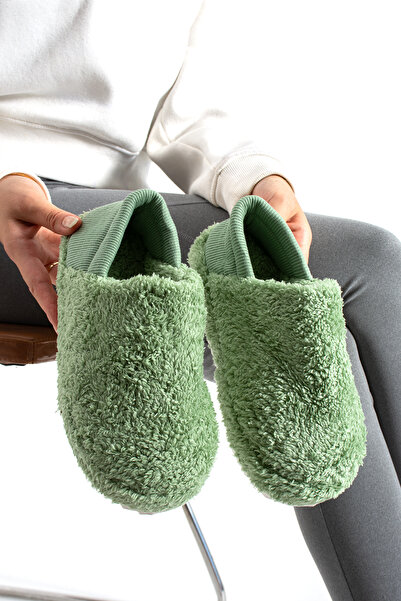 ModaMert Women's Green Comfortable and Useful Home Shoes with Elastic Back, H...