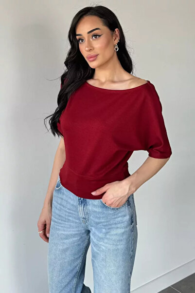 TOZLU Women's Boat Neck Blouse
