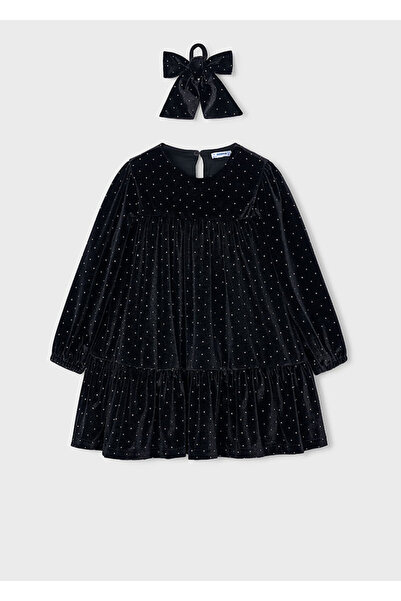 MAYORAL Girl's Velvet Dress and Hair Clip 4930