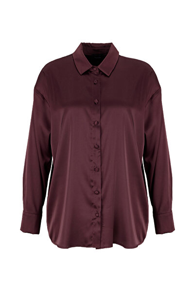 Fabrika Mürdüm Kadın Loose Fit Gömlek F6SL-GML0194