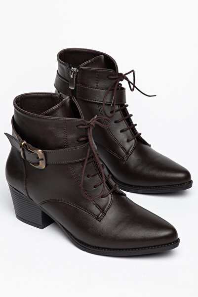 MS SUGAR SHOES Women's Suede Look Lace-Up Buckle Zipper Thick Heeled Western ...