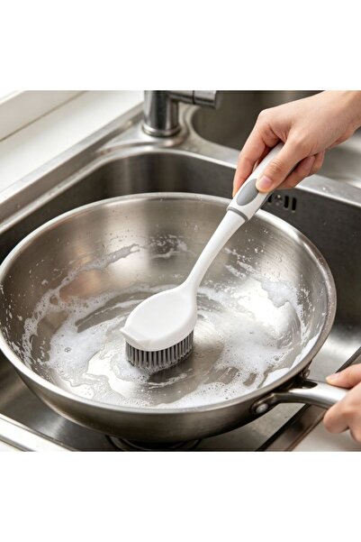 Kmt Style Pot and pan washing brush with long handle, total length 27 cm, bru...