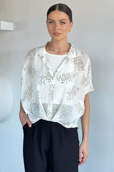 TOZLU Γυναικεία μπλούζα crop με σχέδια