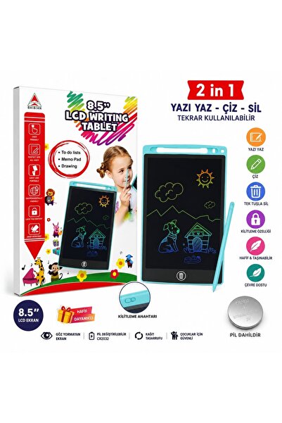 ZRN SHOP 8,5 İNÇ DİJİTAL YAZI TAHTASI LCD EKRAN DOKUNMATİK KALEMİ ÇOÇUKLAR İÇ...