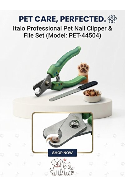 matt Italo Professional Pet Nail Clipper & File Set – Ergonomic Stainless Ste...
