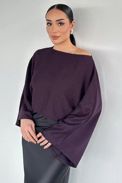 TOZLU Women's Bat Sleeve Casual Blouse