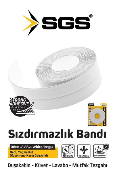 Genel Markalar SGS1241 3.35M Banyo Küvet Mutfak Lavabo Beyaz Su Sızdırmaz Bant Su Geçirmez Kenar Bandı Sızdırmazlık