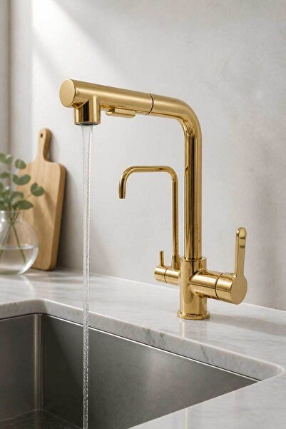 Yağız L Type Spiral Purified Sink Kitchen Faucet Chrome