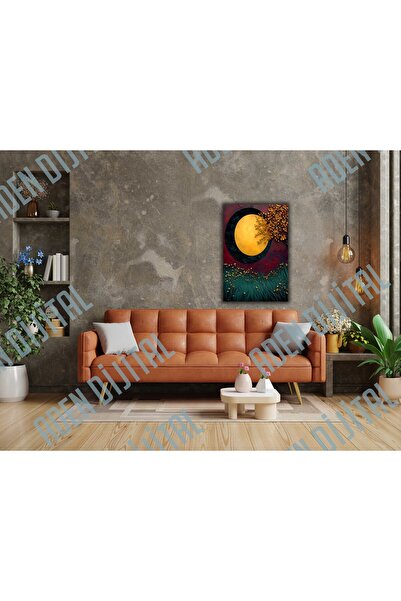 Aden TABLIE DIGITALĂ DECORATIVĂ PE PÂNZĂ CU ARBORE ȘI LUNĂ COLORATE
