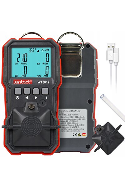 Wintact DETECTOR DE GAZE - O2 CO H2S LEL GAZE INFLAMABILE CLOR FUM ALARMĂ DE ...
