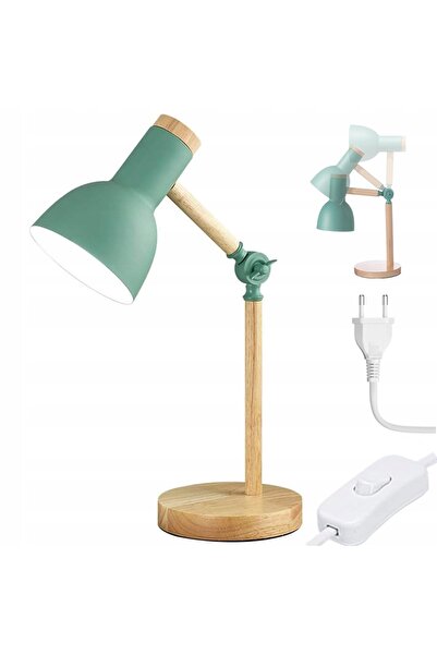 bedee Lampă de birou din lemn E27, școlară, de masă, de noapte, reglabilă