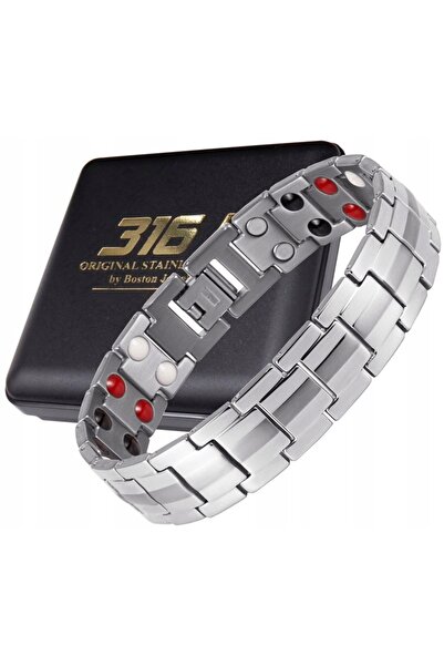 Boston Jewellery Brățară de argint pentru sănătate, bărbătească, magnetică, p...
