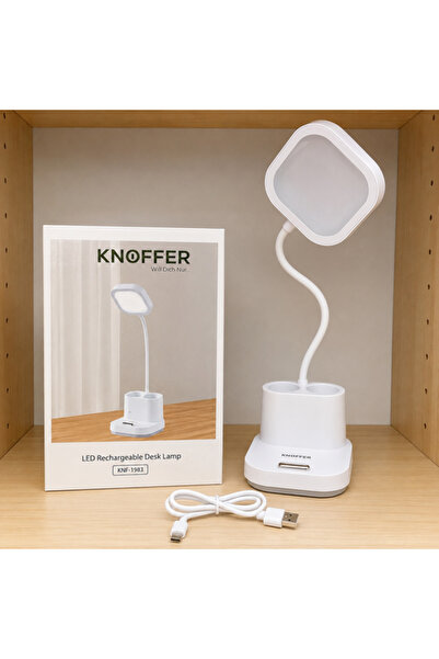 KNOFFER ENTEGRE EDİLMİŞ ÇIKARILMAZ LED AMPULLU ŞARJ EDİLEBİLİR MASA LAMBASI