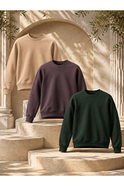 DAMGA JEANS 3 Pieces Men's 3 Thread Thick Winter Premium Sweatshirt
