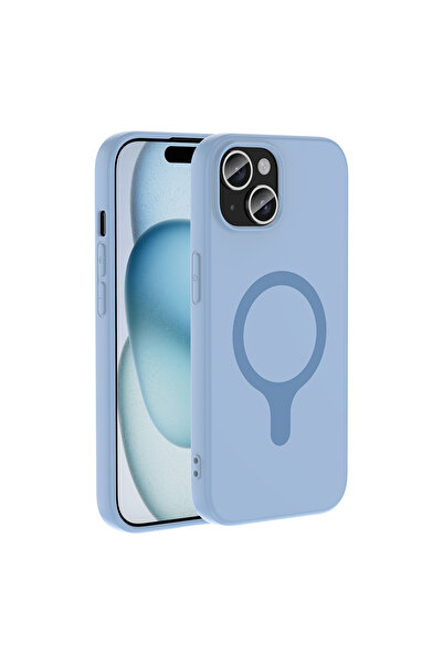 zore iPhone 15 Kılıf Pastel Renkli MagSafe Kamera Yükseltili Silikon Marçev