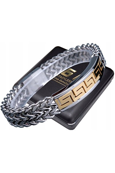 Boston Jewellery Brățară elegantă din argint pentru bărbați, cu model împleti...