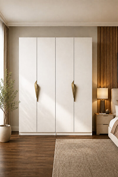 Avmpark Gama 4 Kapaklı Askılı + Askılı Raflı Tasarım Kulplu 253 cm Gardırop E...