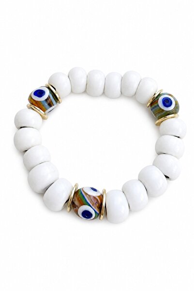 nesdesignn Glass Bodrum Bead White Evil Eye Bracelet