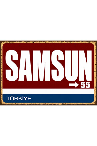 Lucena Samsun 55 Placă metalică de perete, retro vintage, decorativă, cu nume...