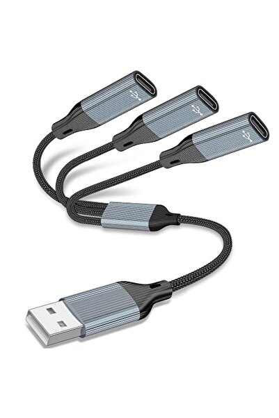 AXIYIBZI كيبل مقسم بمنفذ USB نوع A إلى 3 كيبل بمنفذ USB نوع C مع نقل البيانات...