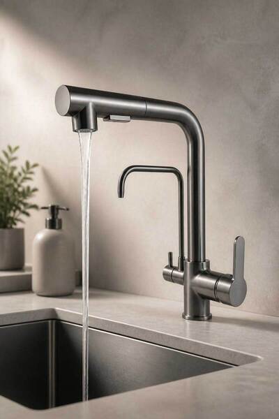 Yağız L Type Spiral Purified Sink Kitchen Faucet Chrome