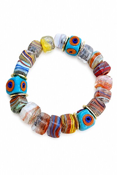 nesdesignn Glass Bodrum Bead Colorful Square Bracelet
