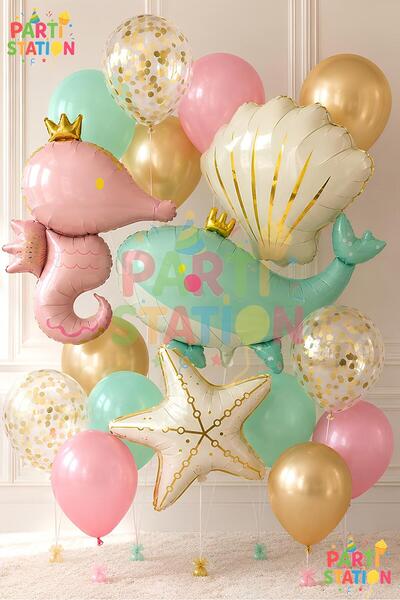 Parti Station Mermaid Concept Balloon Set - 18 Piece Extra Large Size Retro B...