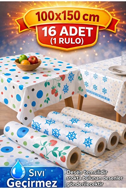 Papurex Tek Kullanımlık Kağıt(1 RULO 16 KULLANIM) Masa Örtüsü su ve yağ geçir...
