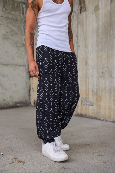 Superbluemexico Men's Ribbed Cuff Loose Baggy Trousers