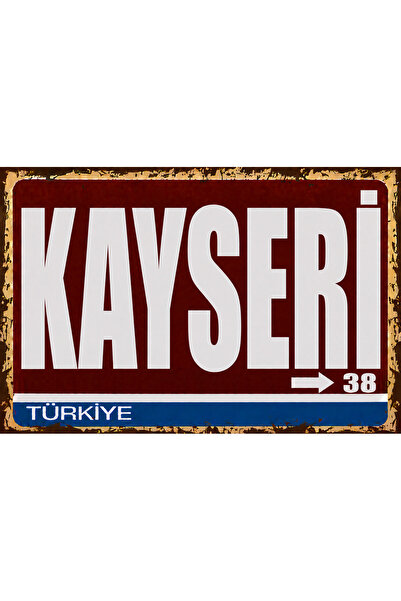 Lucena Kayseri 38 Metal Duvar Tabelası Retro Vintage Dekoratif Şehir Plakası