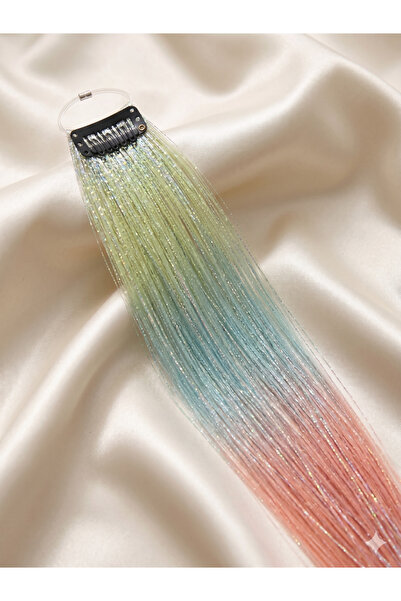 Lama Store Çıt Çıtlı Simli Saç Aksesurı/ Saç Işıltısı Yan Postiş Hair Tinsel ...