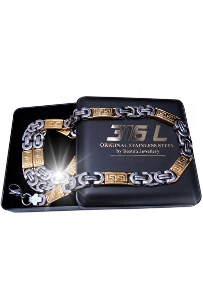 Boston Jewellery Colier cu lanț auriu pentru bărbați, din oțel chirurgical 31...