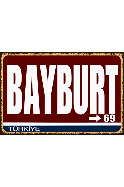 Lucena Bayburt 69 Metal Duvar Tabelası Retro Vintage Dekoratif Şehir Plakası