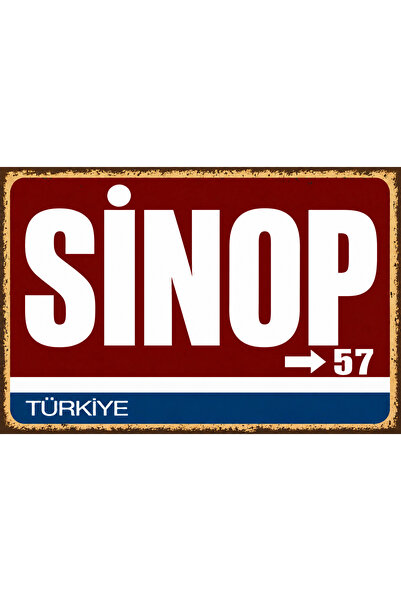 Lucena Sinop 57 Metal Duvar Tabelası Retro Vintage Dekoratif Şehir Plakası