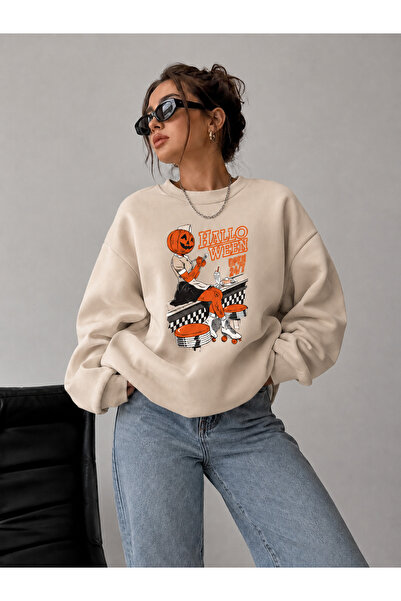 COMANCHERO Hanorac unisex cu imprimeu tematic de Halloween, supradimensionat,...