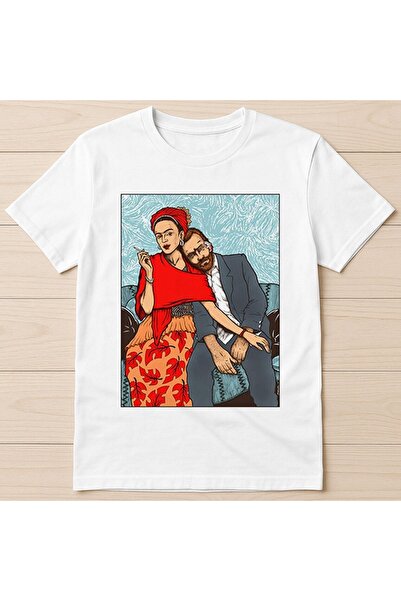 Frida Kahlo Vincent Van Gogh Baskılı Unisex Oversize T-Shirt