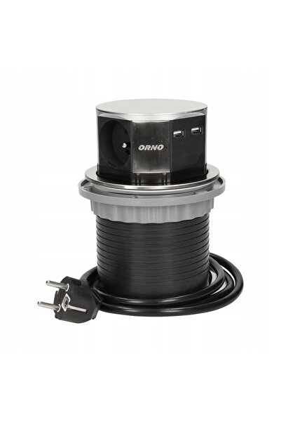 Orno Priză retractabilă pentru mobilier 3x250V USB 1381 INOX