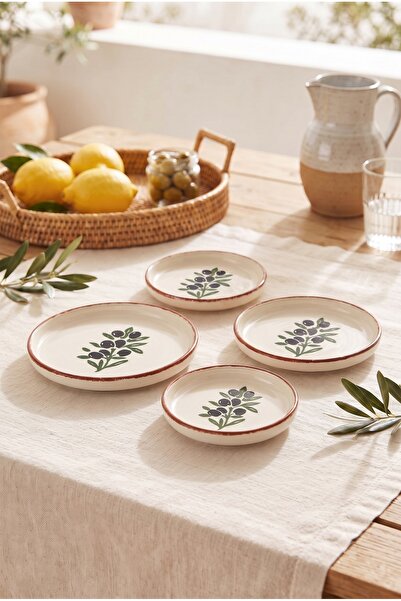 Homerest Mini Breakfast Plate Olive Patterned Round Presentation Serving Tabl...