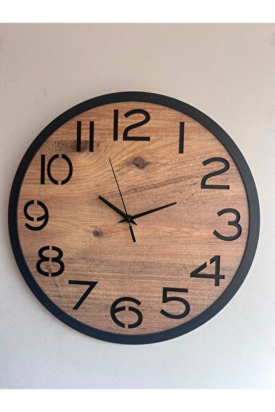 ERGEÇ TASARIM Loft Series Modern Numeral Wooden Wall Clock 40 / 50 cm – Silen...