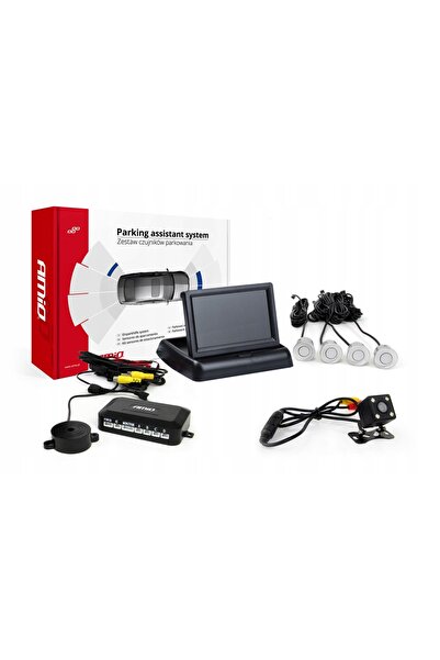 AMIO TFT02 Kit senzori de parcare 4.3 " Cameră HD-315-LED 4 Senzori Argintiu
