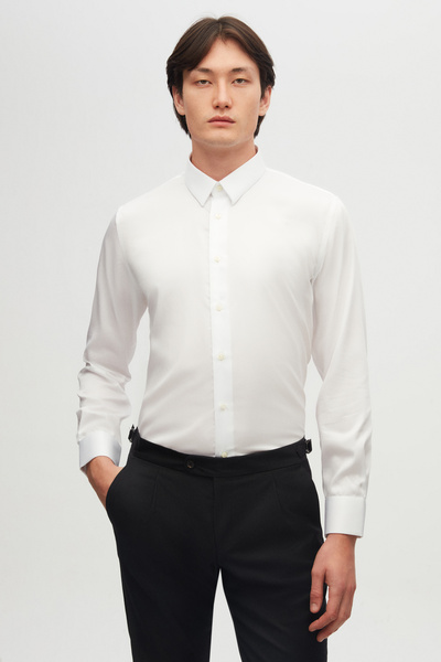 Damat Slim Fit Beyaz Gabardin Non-Iron Gömlek