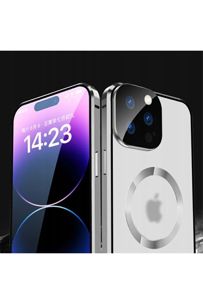 XGSM Carcasă magnetică MAGSAFE cu sticlă dublă pentru iPhone 15 Pro Max, prot...