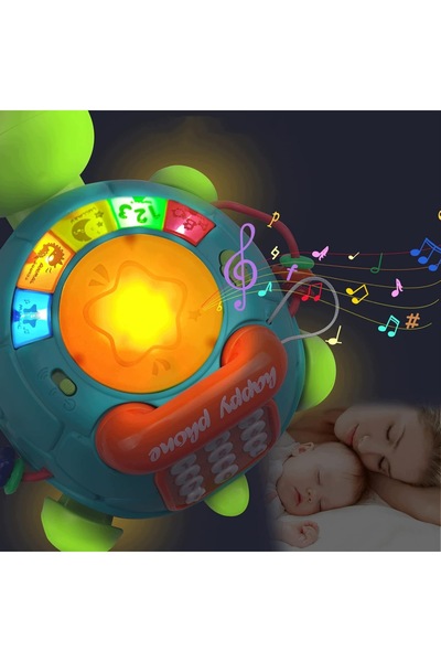 bedee Jucărie interactivă muzicală educativă broască țestoasă cu LED, melodii...