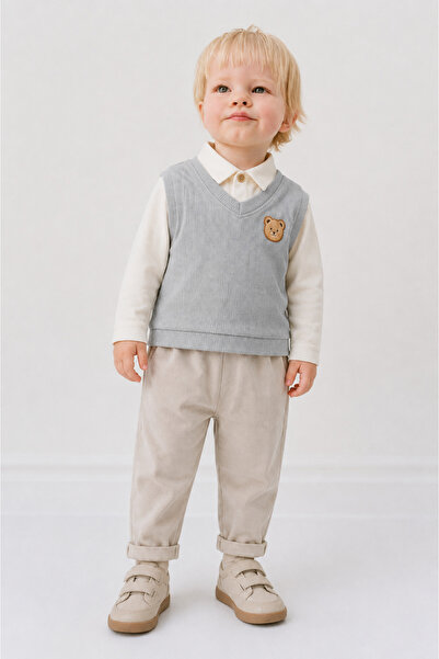 Tifina Kids Baby Boy 3-Piece Set, Embroidered Sweater, Shirt, Casual Pants, H...