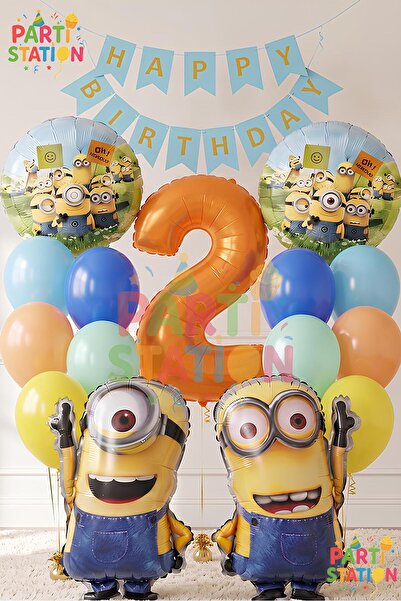 Parti Station Minions Balloon 16 Piece Set 2 Year Old Birthday Set Happy Birt...